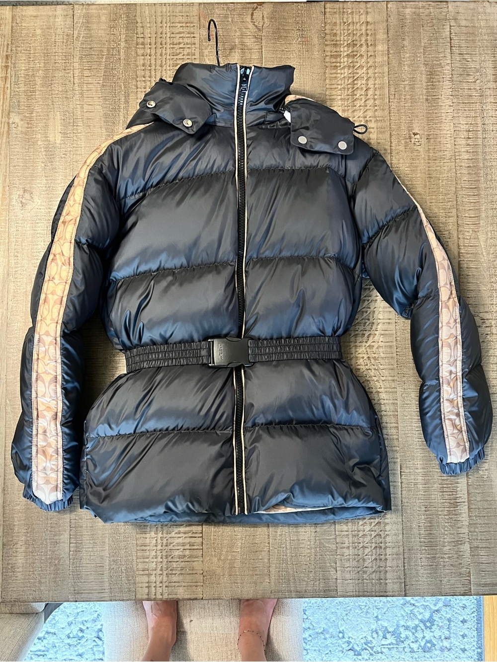 Coach Black Puffer Jacket with Signature Monogram Lining